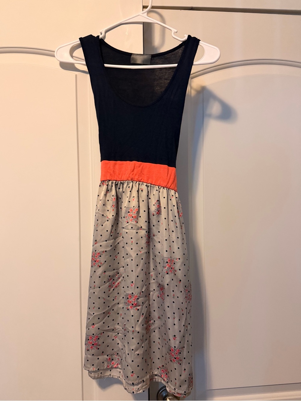 ModCloth - Girls Navy and Coral Waist Floral Midi Dress